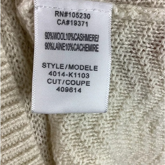 Joie Sz S Wool Cashmere Cowl Neck Sweater Creme Pullover Style Ribbed Knit - Picture 6 of 6